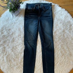 American Eagle jeans 6 extra long x-long denim dark wash the luxe super hi-rise